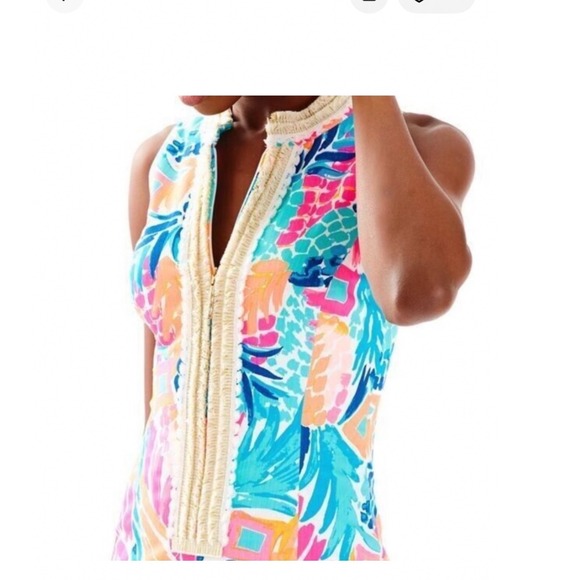 Lilly Pulitzer Mod Shift Dress Preppy Pink 2 Maui Pineapple 50's Style Fringe - Picture 7 of 8